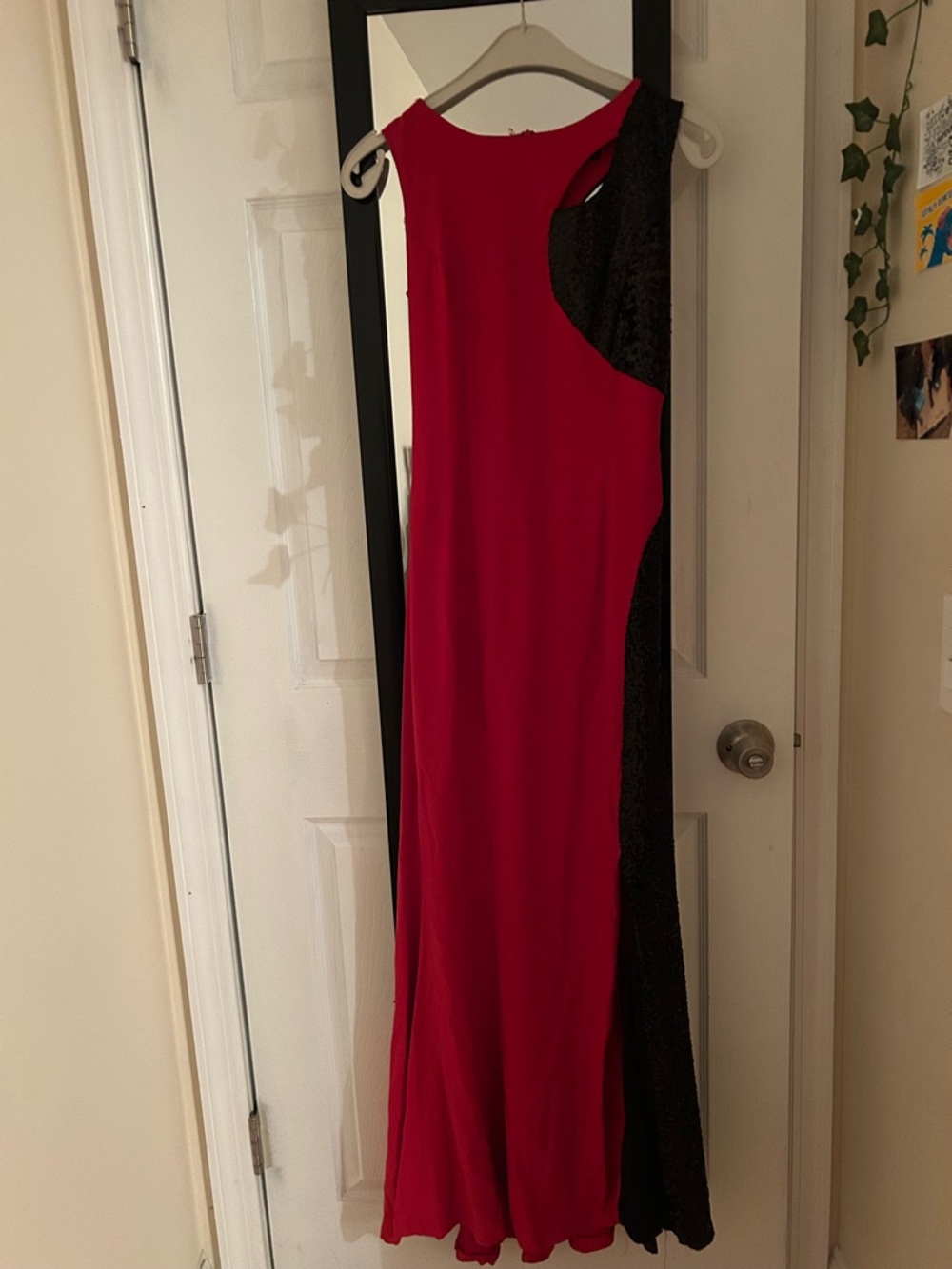 Red and Black Evening Gown - Sleek Sleeveless Dress